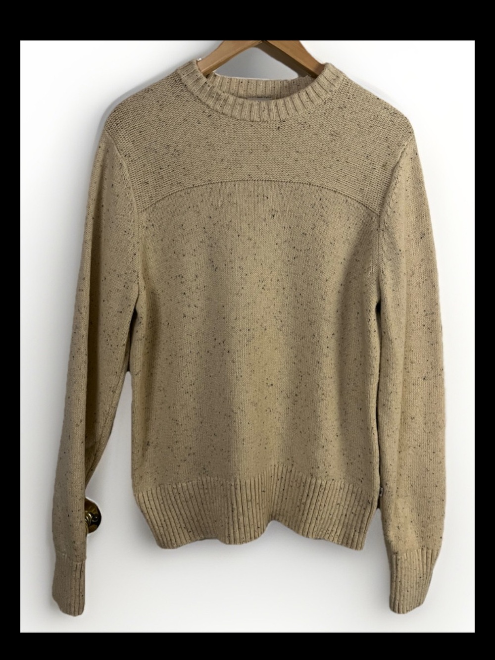 The North Face Wool Blend Crewneck Sweater Men Speckled Beige Cream Med Great